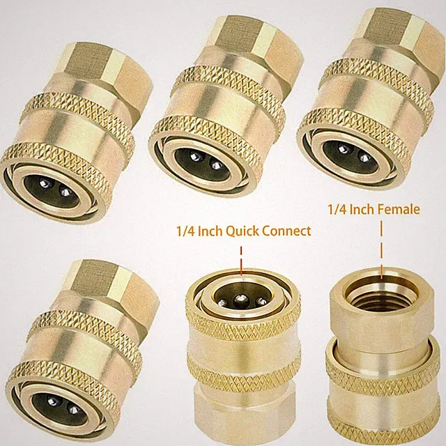 6PCS Pressure Washer Coupler Brass Fittings 1/4 Inch Quick Connect To Female NPT