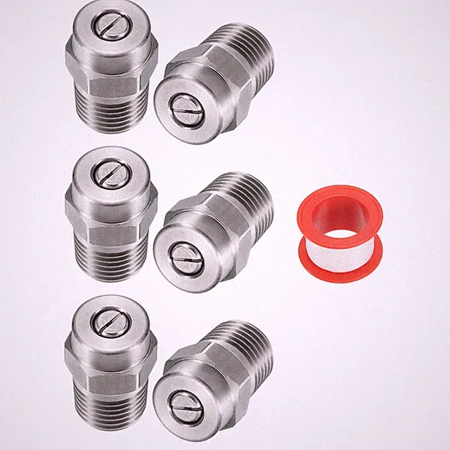 6Pcs Threaded Nozzle Tips with 0.977mm Orifice 1/4" Male NPT 40 Degree