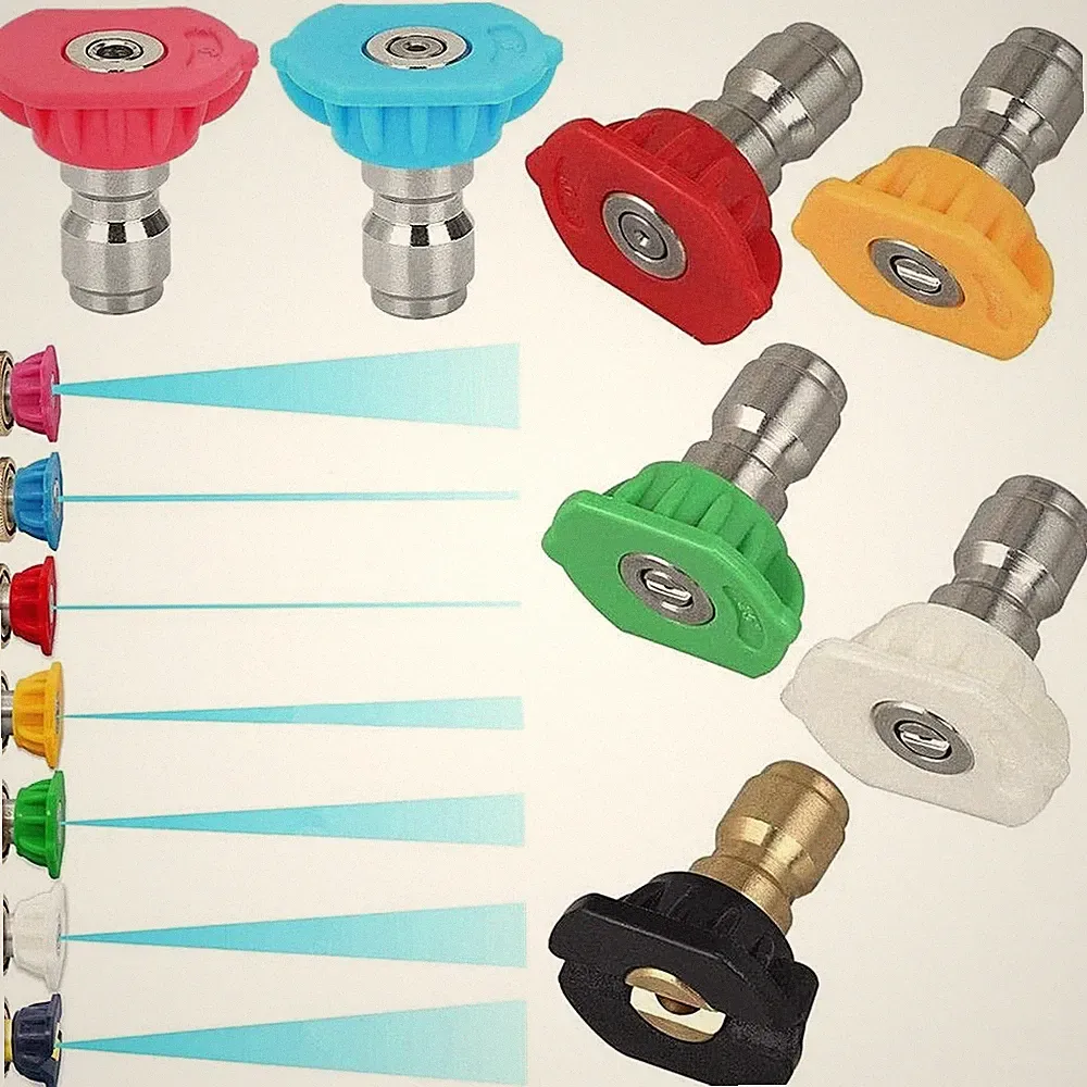 7 Pack High Pressure Washer Spray Nozzle Tips 1/4 Inch Quick Connect 4000PSI