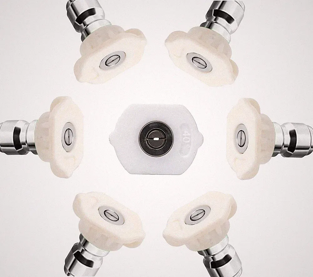 7-Pack Pressure Washer Nozzle Tips, 40° White, 1/4" Quick Connect, 4000 PSI