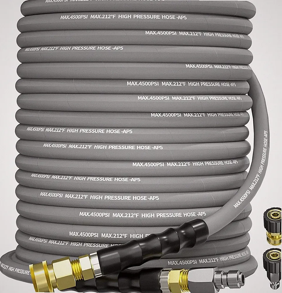 75FT 3/8" Pressure Washer Hose 4500PSI 2-Braid Hot Water Hose Swivel QC Adapter