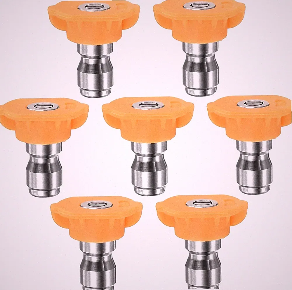 7PCS Pressure Washer Spray Nozzle Tips, 1/4 Inch Quick Connect, 4000PSI 15 Degre