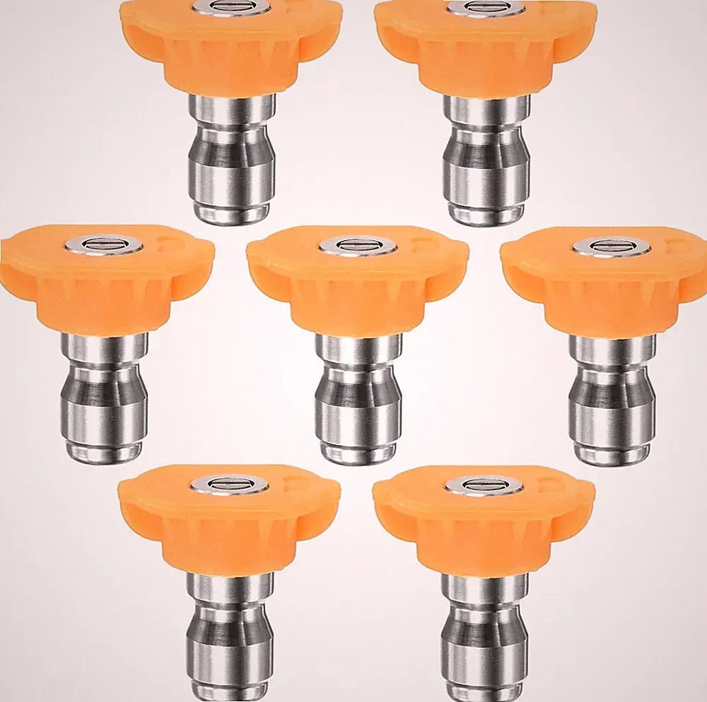 7PCS Pressure Washer Spray Nozzle Tips, 1/4 Inch Quick Connect, 4000PSI 15 Degre
