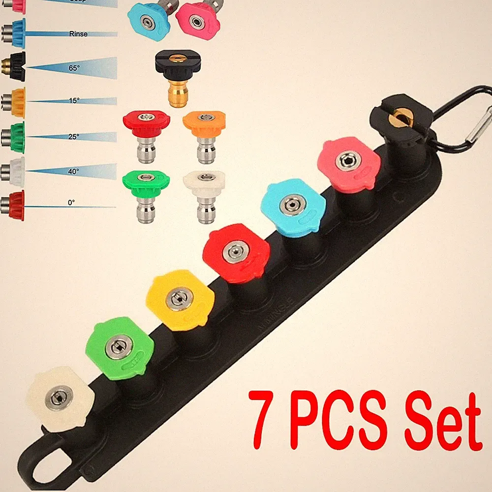 7Pcs Pressure Washer Spray Tips Nozzle with Holder High Power Quick Connect 1/4"