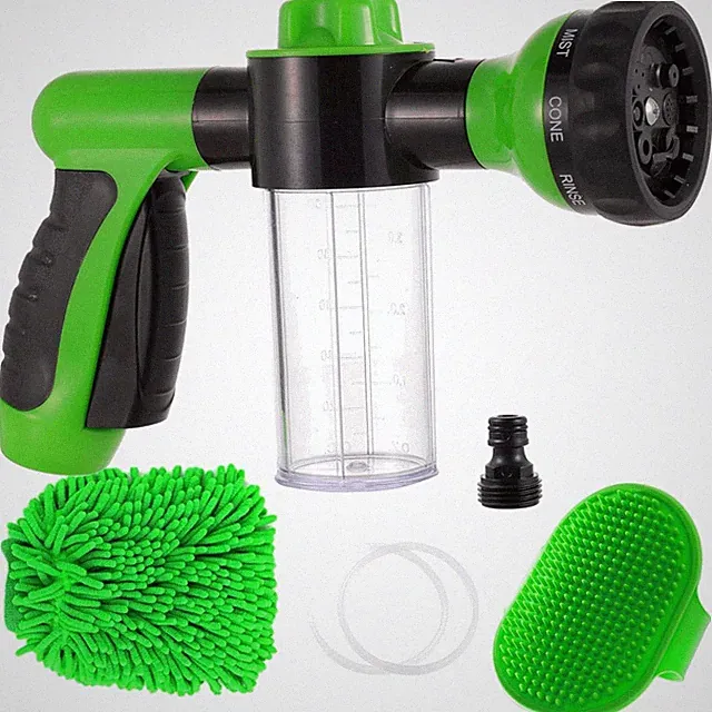 8-in-1 Car Wash Brush Foam Gun - High Pressure Nozzle