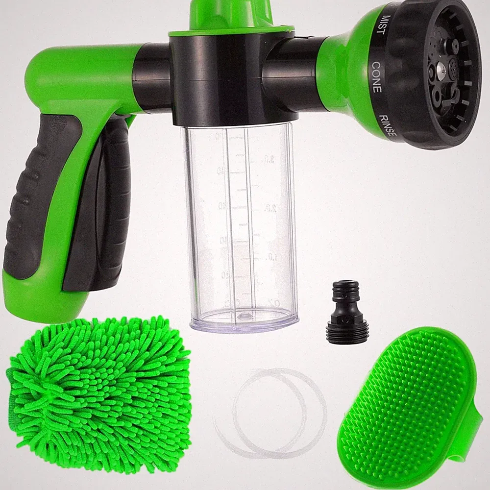 8-in-1 Car Wash Brush Foam Gun, Hose Nozzle - High Pressure
