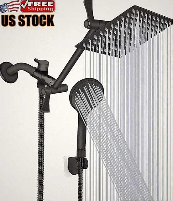 8 In High Pressure Rainfall Shower Head/Handheld Combo W/Holder Extension Arm