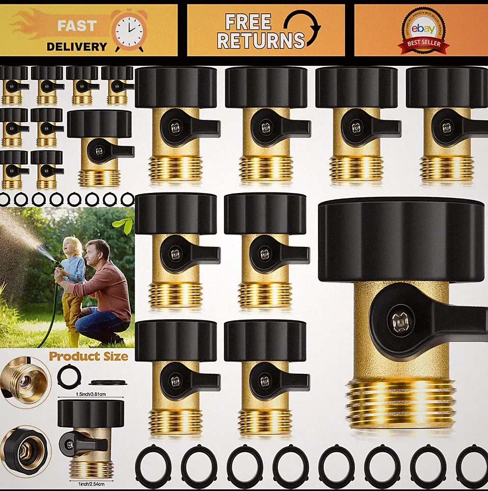 8 Pack Brass Garden Hose Shut Off Valves for Pressure Washer Cleaning