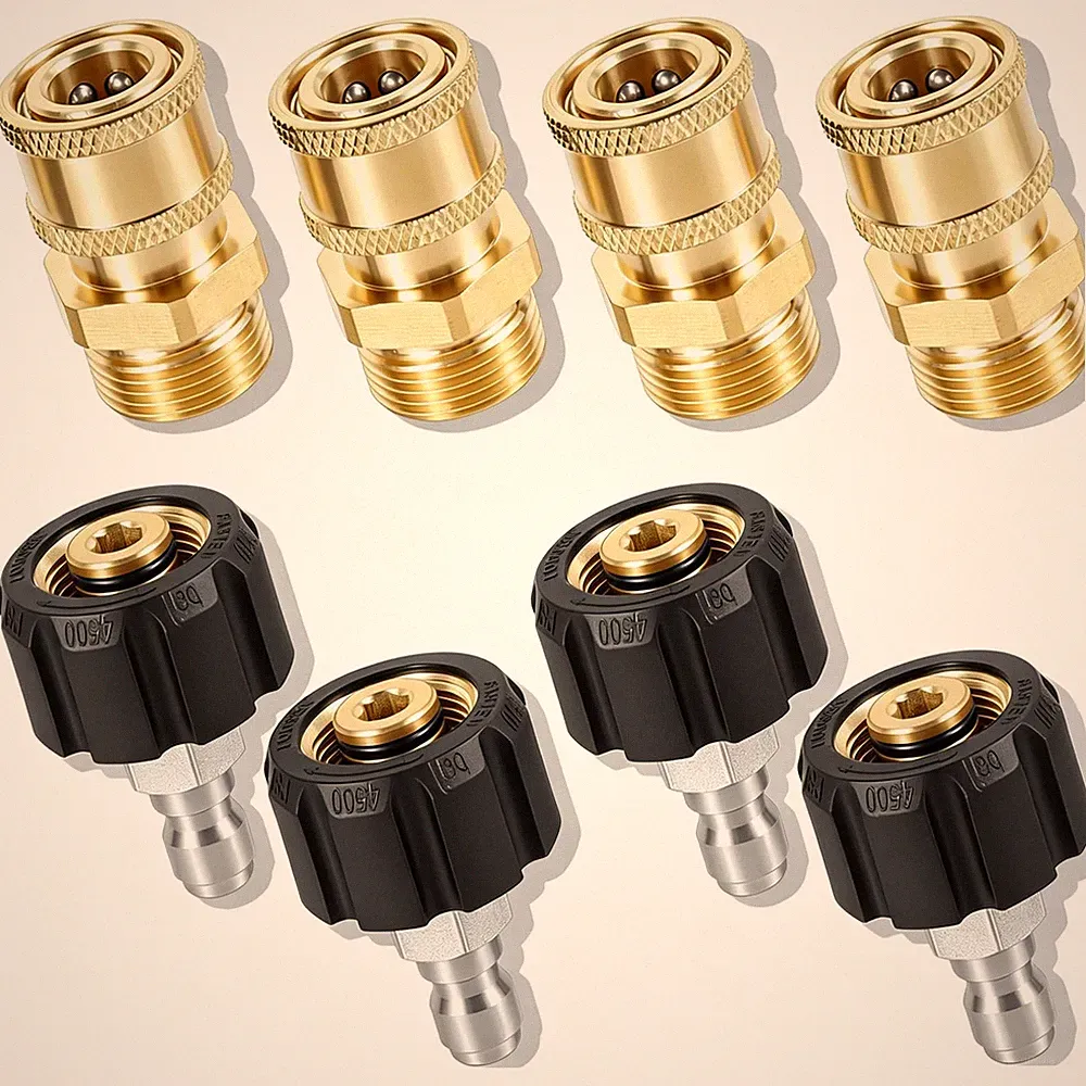 8 PCS 1 4 Inch Pressure Washer Quick Connect Kit M22 14mm Stainless 4500 PSI