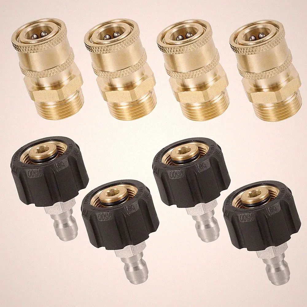 8 PCS Pressure Washer Quick Connect Kit 1/4 M22-14mm to 1/4inch 4500PSI