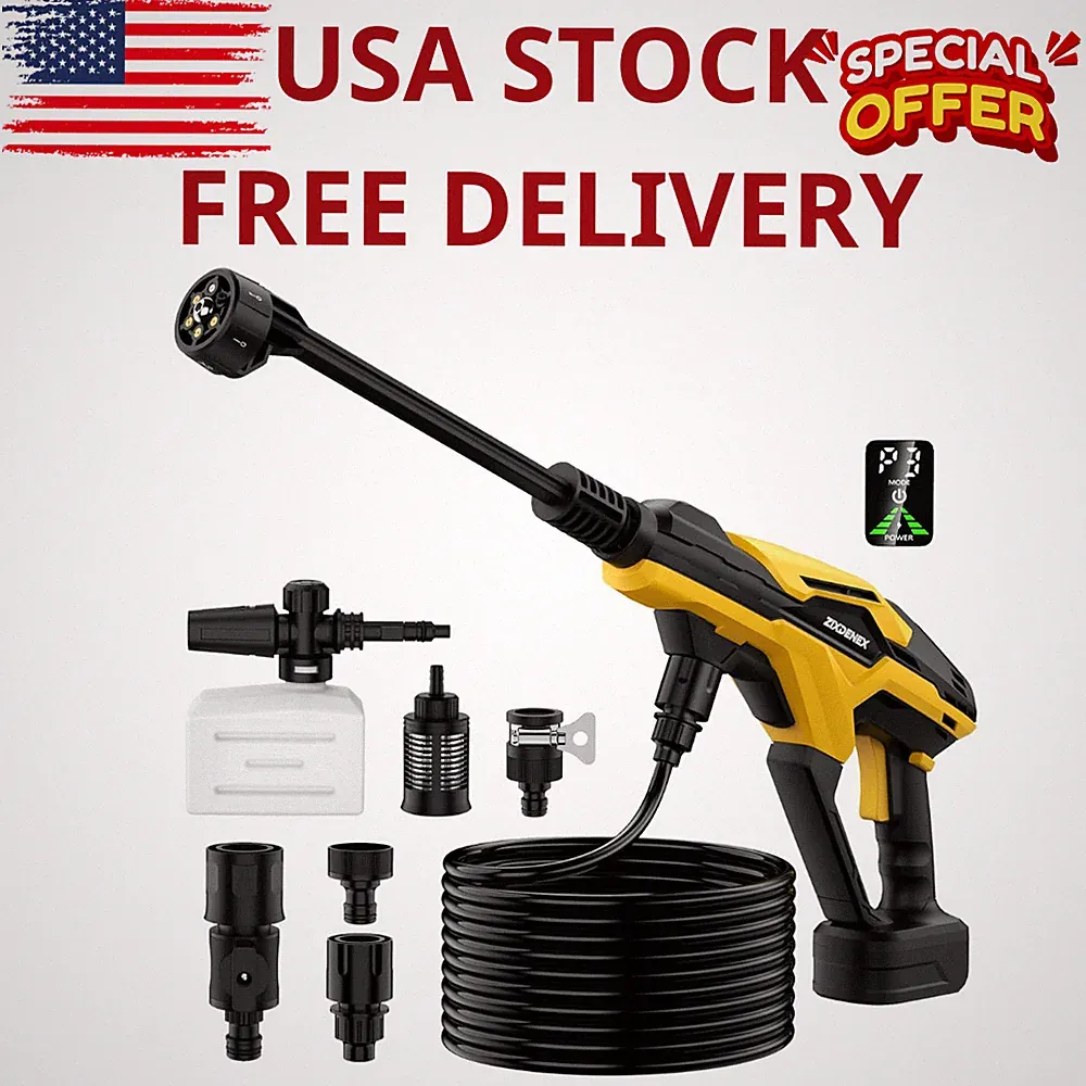 800 PSI Cordless Pressure Washer for DeWalt 20V Battery Brushless 6-in-1 Nozzle