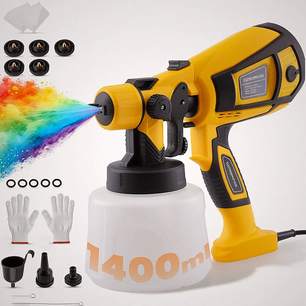 800W High Pressure Corded Electric Paint Sprayer 1400ML HVLP Spray Paint Gun New