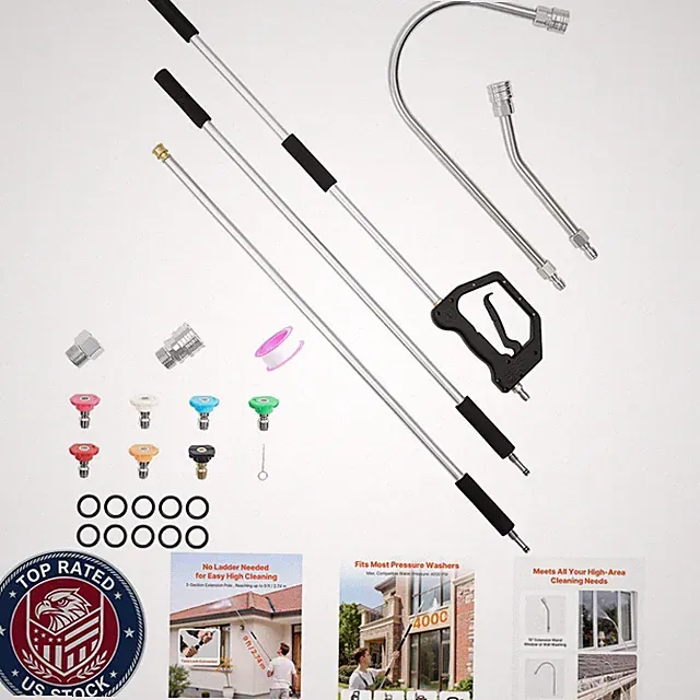 9 FT Pressure Washer Telescoping Wand, 3-Section With Power Washer Extension