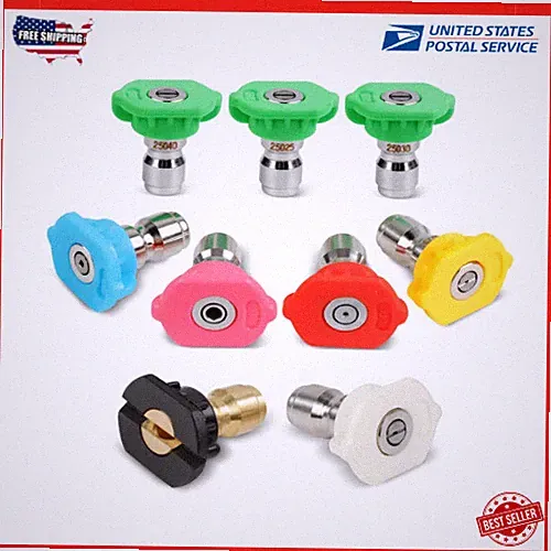 9-Pack Pressure Washer Tips, 4000 PSI-5000 PSI Multiple Degrees Pressure Washer