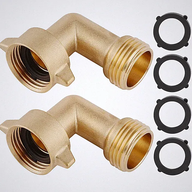 90-Degree Hose Elbow for RVs and Faucets - Brass, Easy Grip, 2-Pack