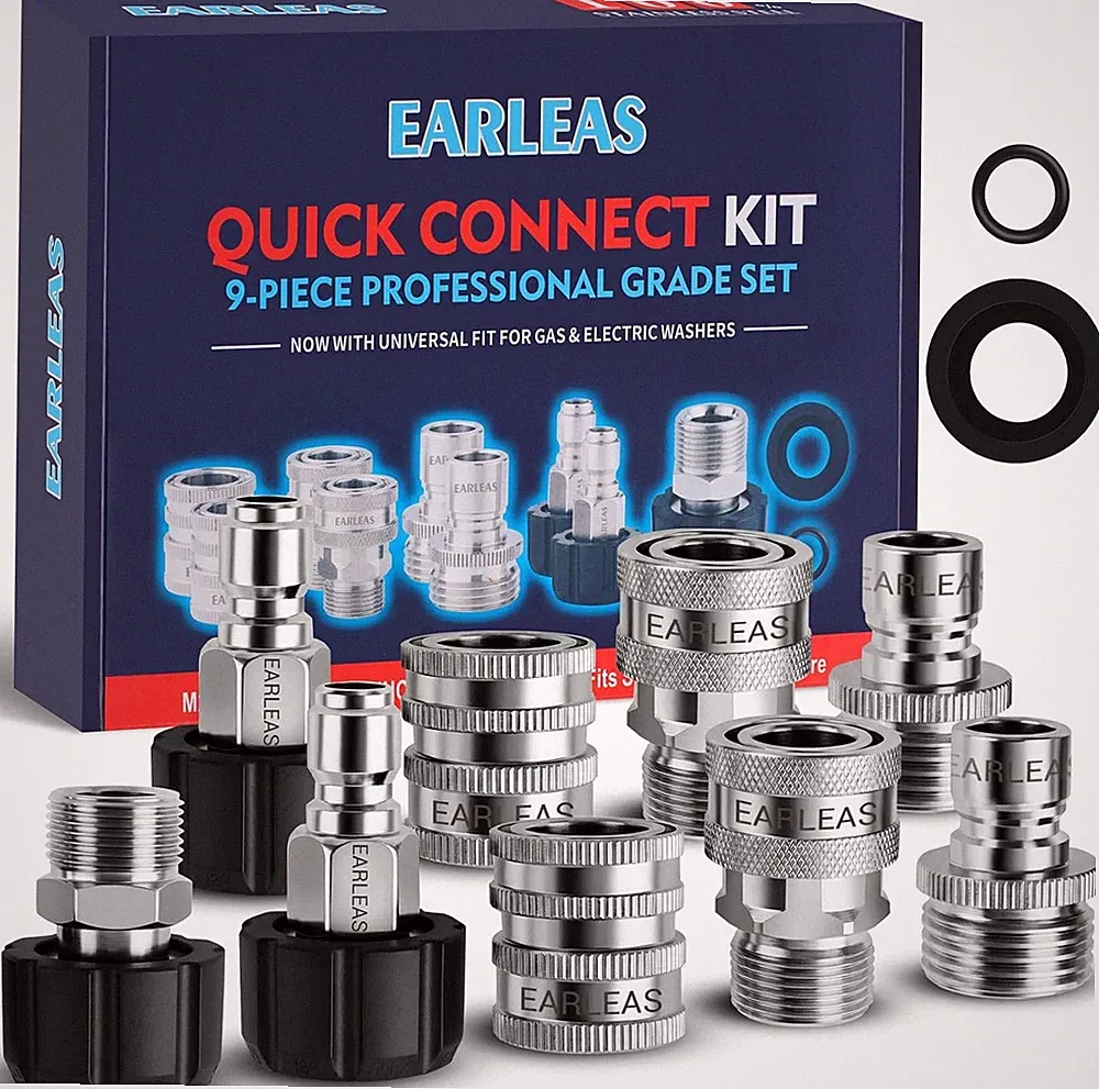 9PCS Pressure Washer Quick Connect Kit Stainless Steel Adapters for Gas Electric