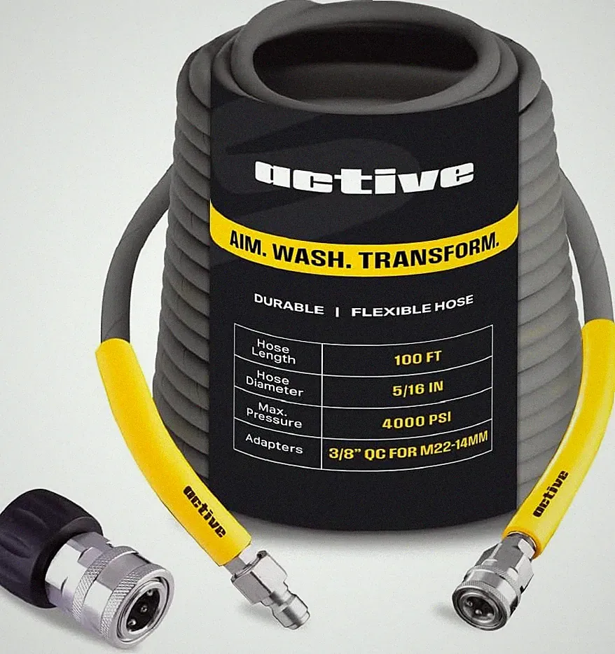 Active Compatible Washe with Pressure Pressure Washer Electric and Gas Hose 100’