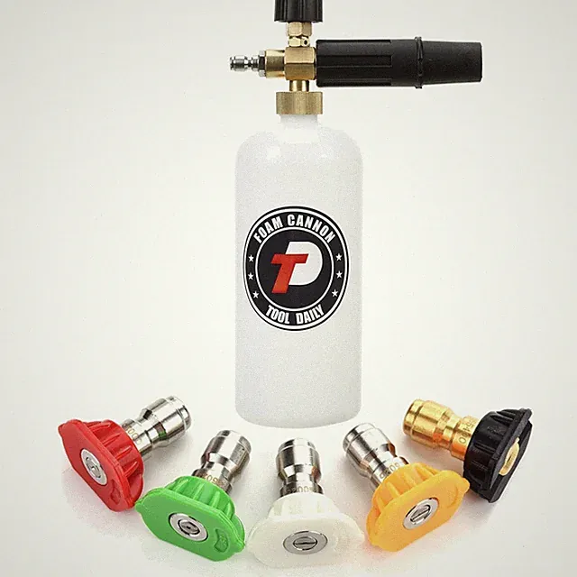 Adjustable Foam Cannon, 1L Capacity, 5 Pressure Washer Tips