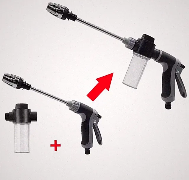 Adjustable High Pressure Car Wash Water Gun Soap Bottle Mix Foam Hose Connect