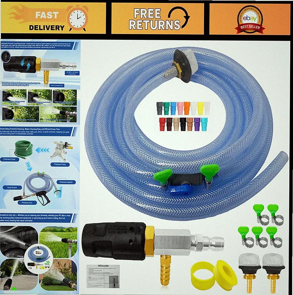 Adjustable Long Range Pressure Washer Nozzle Kit 4-4.5 GPM, 2500-4000 PSI, 15FT