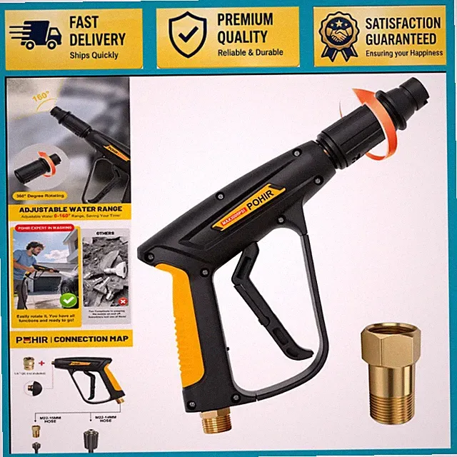 Adjustable Pressure Washer Gun with 160° Spray Nozzle - High-Performance Cleanin