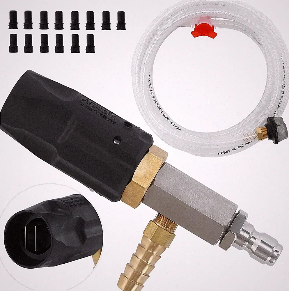 Adjustable Pressure Washer Long Range Nozzle, 15 FT Braid Hose, Downstream In...