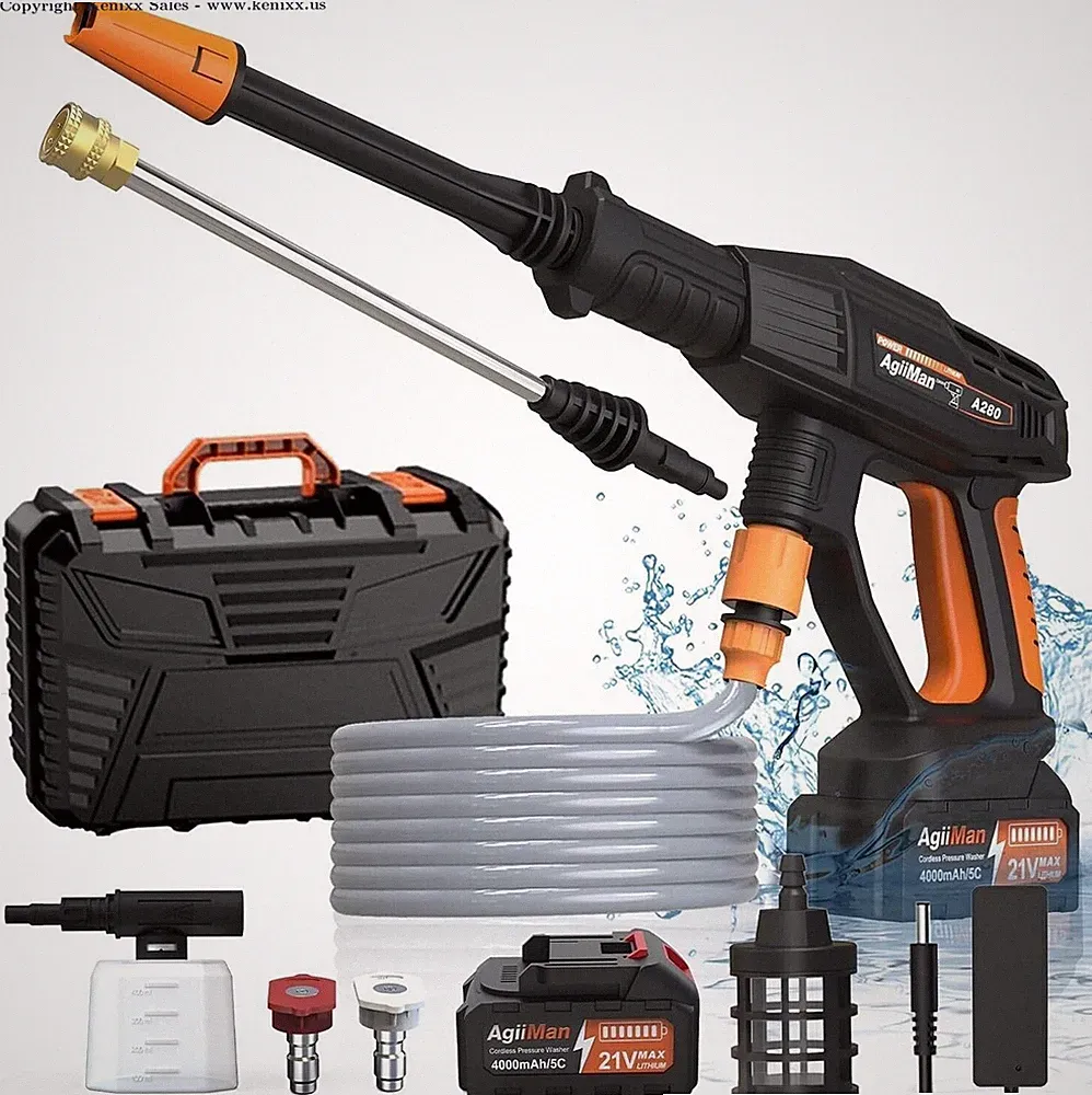 AgiiMan Cordless Pressure Washer - MAX 1000 PSI Battery Powered Pressure Wash...