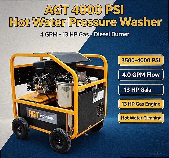 AGT Hot Water High Pressure Washer 4.0GPM 13‑HP For Farm & Fleet‑Cleaning
