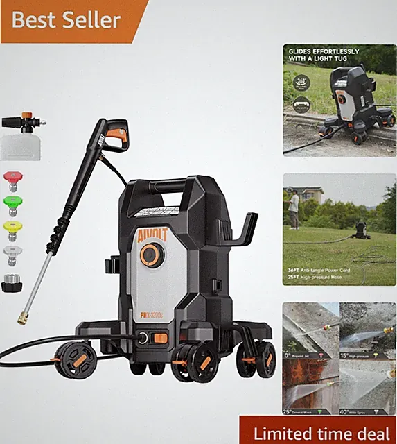 All-in-One Electric Pressure Washer 4800 PSI - 4 Quick-Connect Nozzles & Brushes