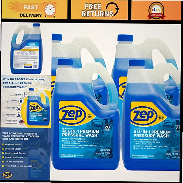 All-in-One Pressure Washer Cleaner Concentrate - Case of 4, Heavy-Duty Formula