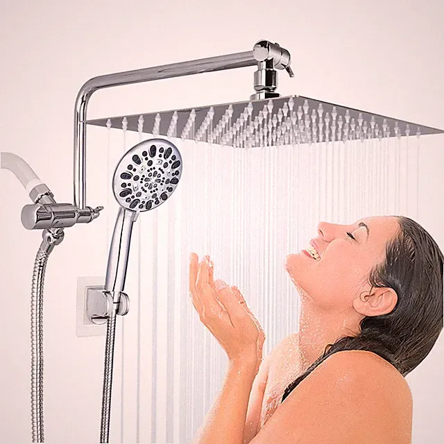 All Metal 10”Rain Shower Head with Handheld Spray Combo High Pressure Adjustable