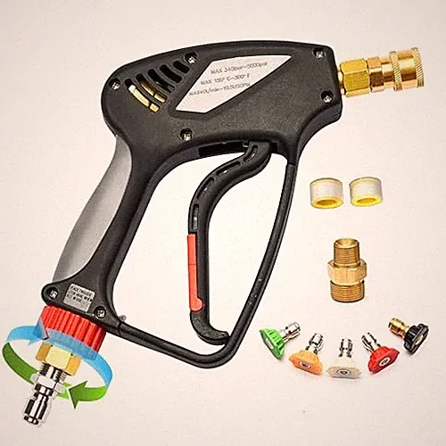 ANJIESENG SHORT PRESSURE WASHER GUN WITH 360 SWIVEL - 5000 PSI / - BLACK/RED