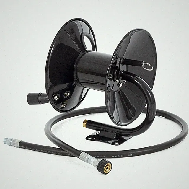 Apache 99023586 Steel Pressure Washer Reel for 50 Foot Hose with Pump, Black