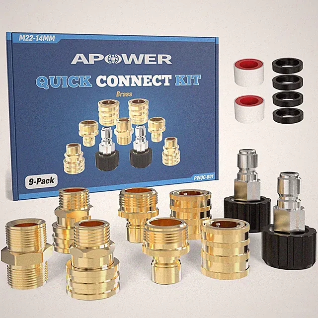 APOWER Pressure Washer Quick Connect Kit M22-14mm 3/8" Male Female Disconnect Br