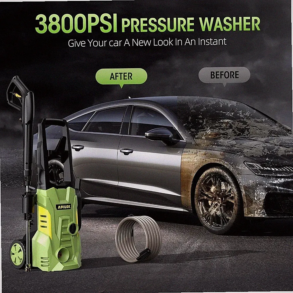 APUKEK 3800 PSI Corded Electric Cold Water Pressure Washer w/ Foam Cannon