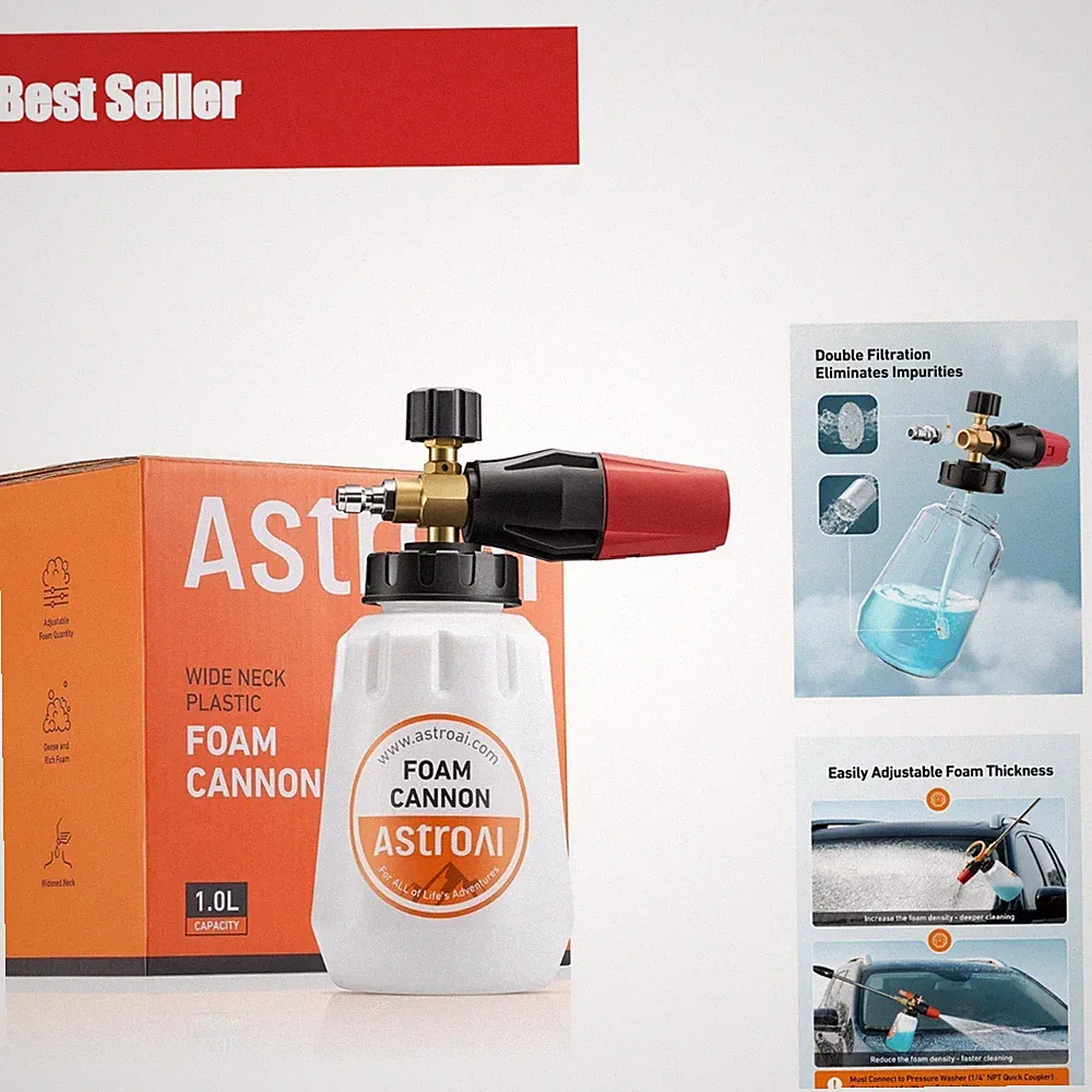 AstroAI Foam Cannon for Pressure Washer - 1L Adjustable Snow Foam Lance