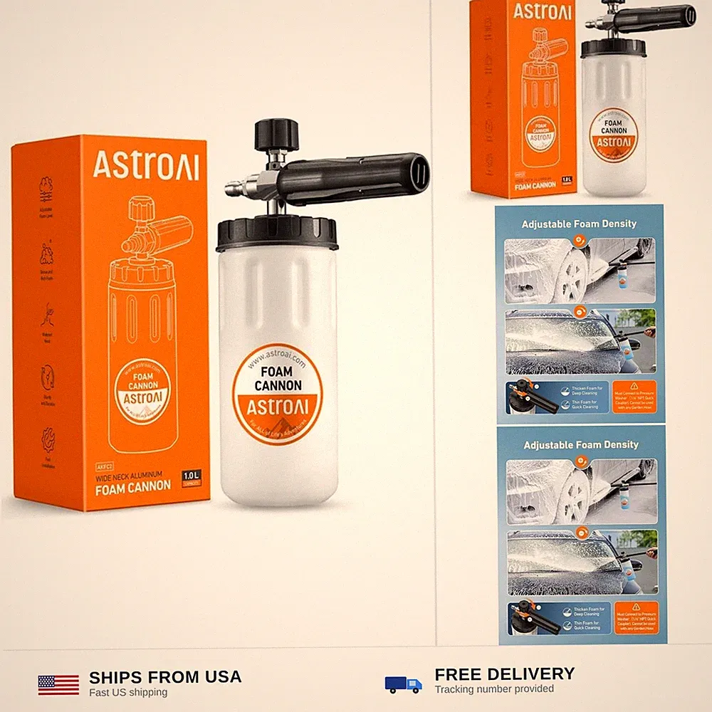 AstroAI Foam Cannon for Pressure Washer, Wide Neck Car Wash Foam Sprayer with...