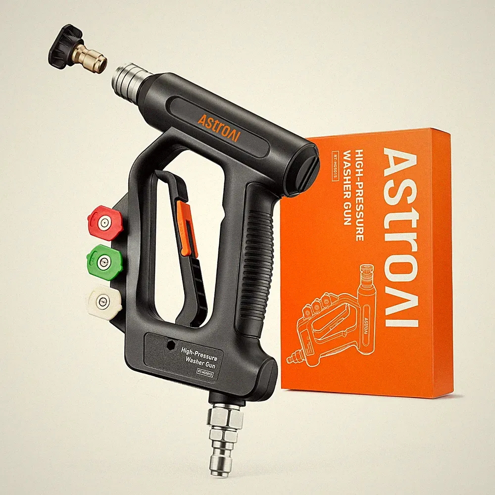 AstroAI Short Pressure Washer Gun with Swivel, 3/8" Quick Short, Black