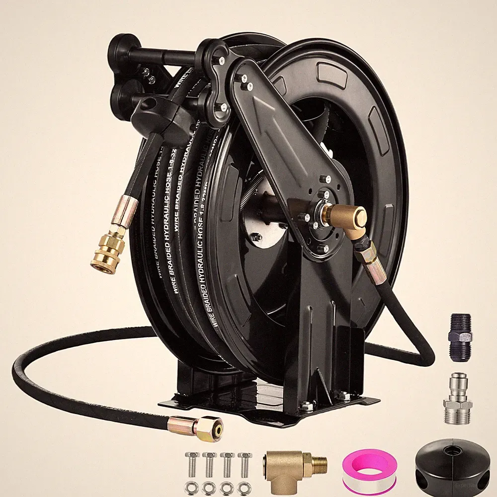 Auto-Retractable Power Pressure Washer Hose Reel Dual Arm 3/8" x 50 ft, 4000PSI