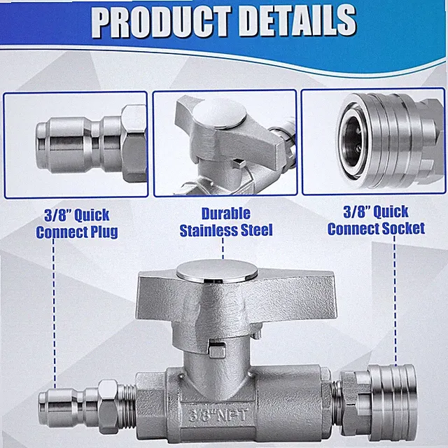 Ball Valve Pressure Washer 3/8" Quick Connect Ball Valve for Power Washer Hos...
