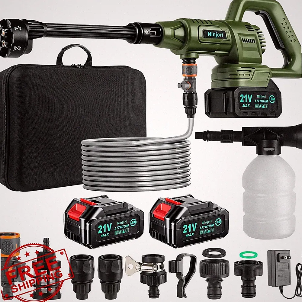 Battery Power Washer 1100PSI 3.0 GPM 6-in-1 Nozzle Foam Cannon
