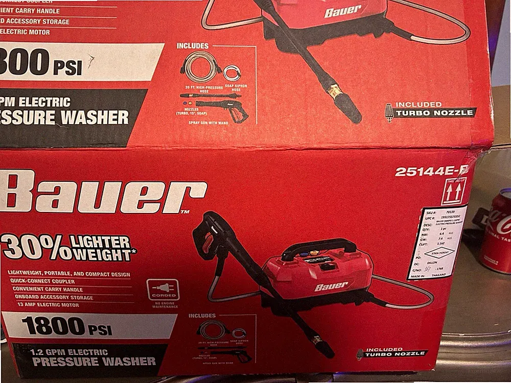 Bauer 1800 PSI 1.2 GPM Corded Electric Cold Water Pressure Washer, Compact