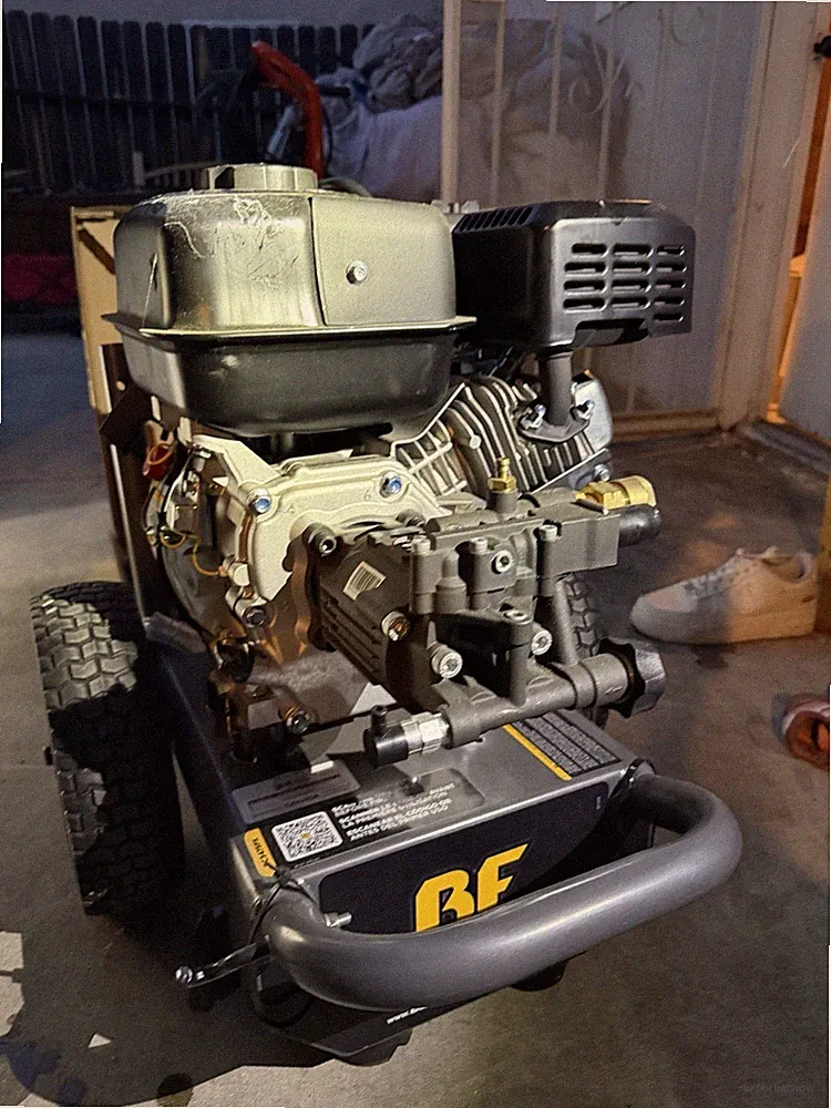 BE 3400 PSI 2.5 GPM Gas Pressure Washer, Wheel-Mounted w/ Hose & Gun