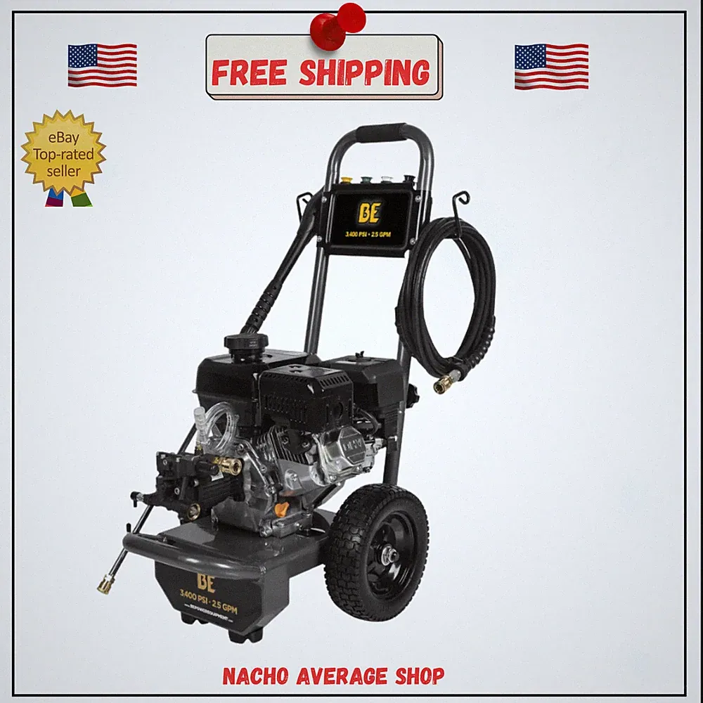 BE Power 3,400 PSI 2.5 GPM, 223cc, Cold Water Gas Pressure Washer