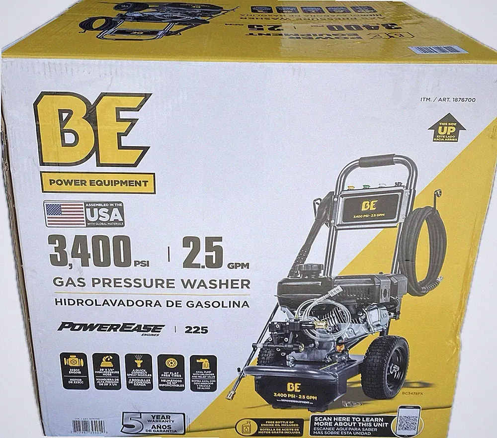 BE Power 3400 PSI 2.5 GPM 223cc Cold Water Gas Pressure Washer BC3475PX