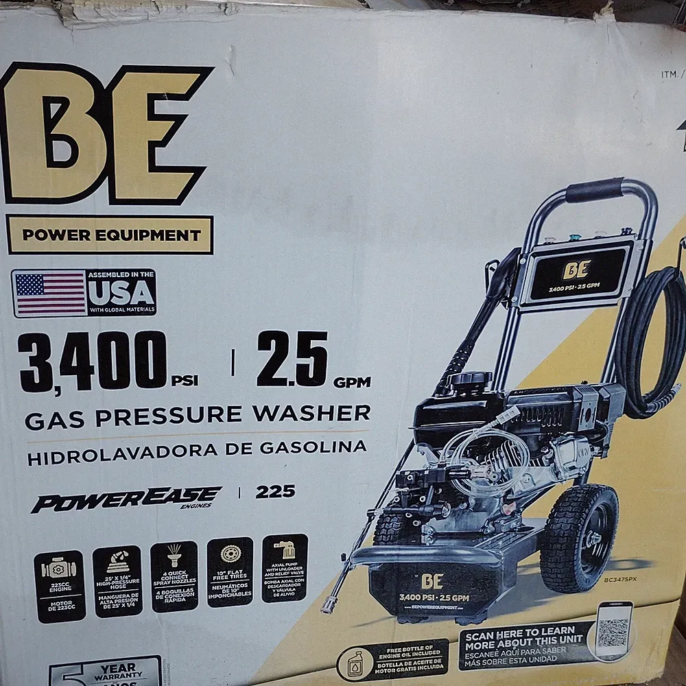 BE Power Equipment 3400 PSI 2.5 GPM Gas Pressure Washer 225cc, Quick Connect