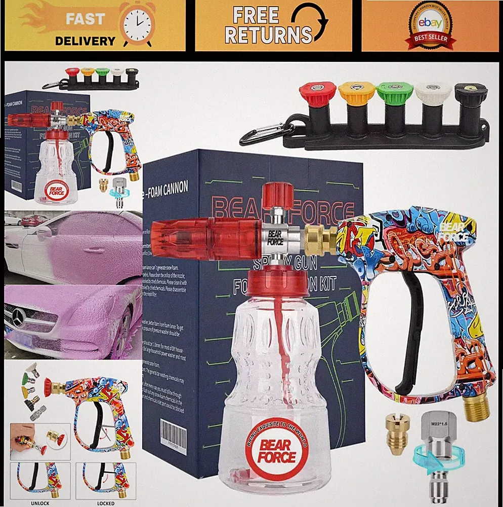 Bear Force Pressure Washer Spray Gun with Foam Cannon & 5 Nozzles