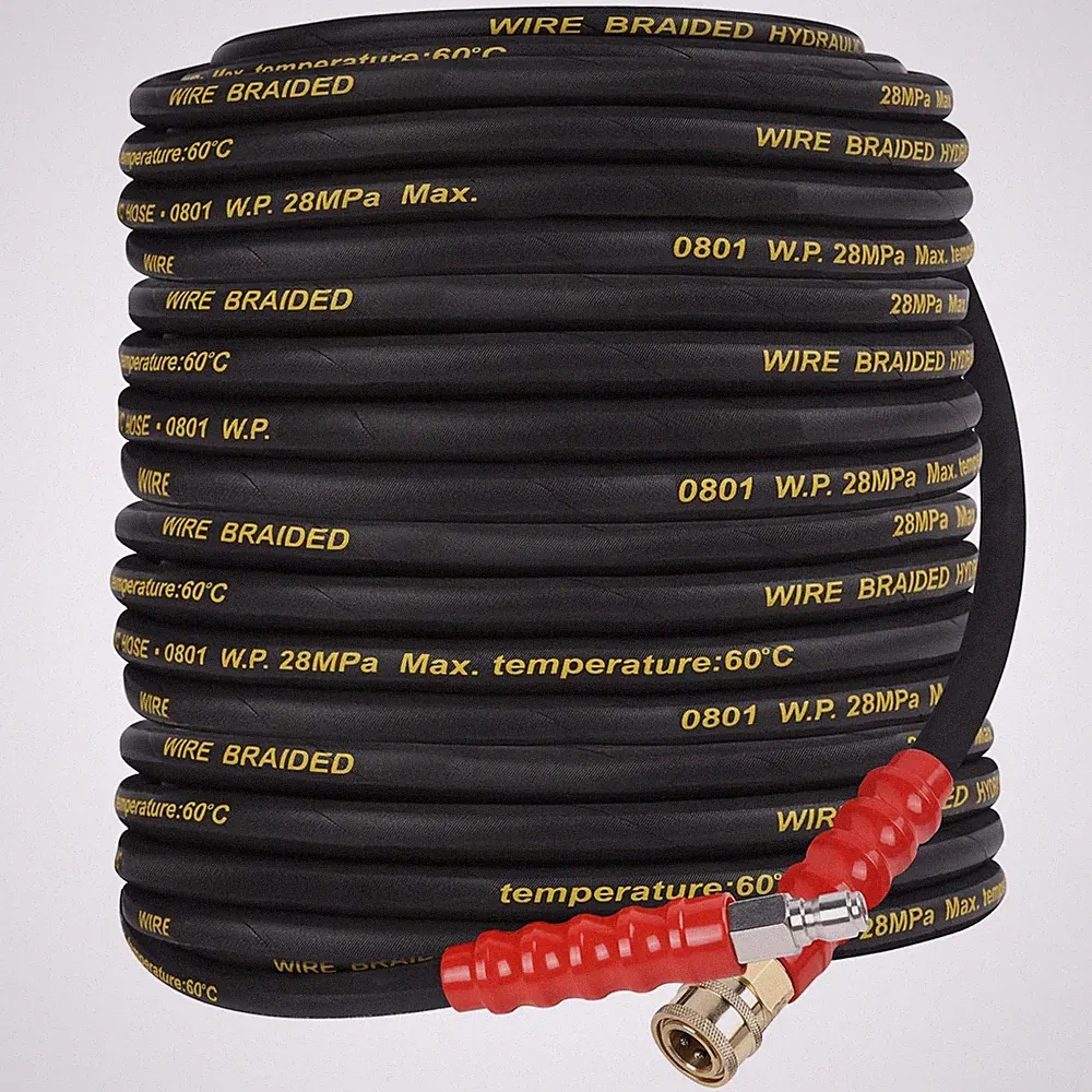 Biswing Pressure Washer Hose 50FT with 3/8 Inch Quick Connect, 50 Feet, Black