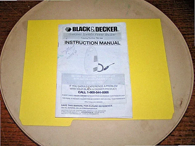 BLACK & DECKER 1300PSI ELECTRIC PRESSURE WASHER - MODEL#PW1300 - ORIGINAL COPY