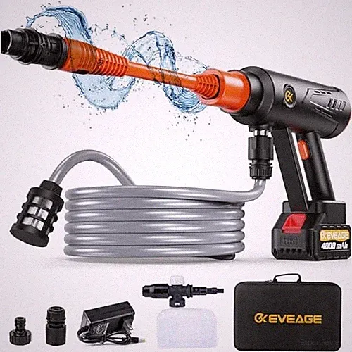 BLACK/ORANGE - EVEAGE Q7 CORDLESS POWER WASHER MAX 1000PSI 2.5GPM ADJUSTMENT